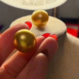 Joan Rivers Classics Collection Gold Button Earrings Clip